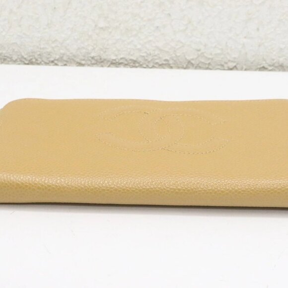 Chanel CC Logo Timeless Caviar Beige Leather Around Zip Around Wallet - Picture 6 of 15